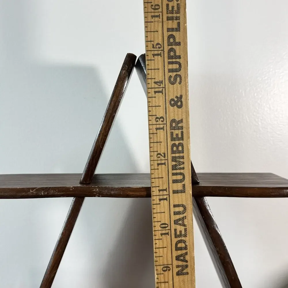 Vintage A-Frame Wooden Tiered Display Shelf Stand Dark Wood Taiwan Decor